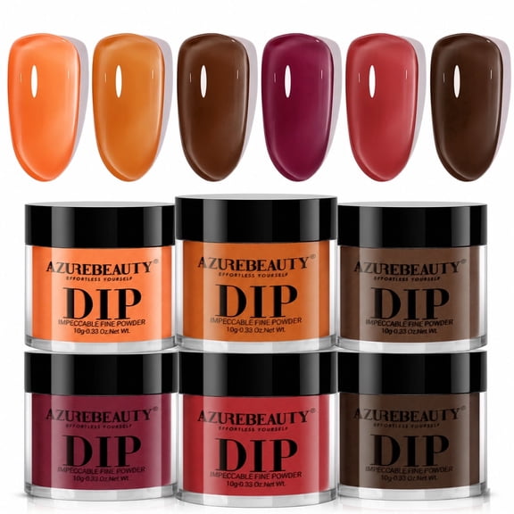AZUREBEAUTY Dip Powder Nail Kit, 6-Piece Solid Colors (10g/0.35oz per Jar)