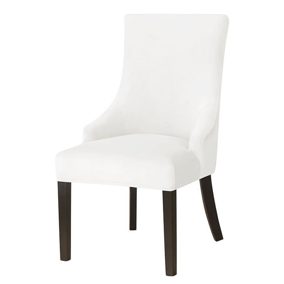 XmhyTop Velvet Wingback Chair Cover Slipcover Stretch Washable Sloping Armchair Protector Seat Cover for Dining Room Home Hotel Banquet Decor (Set of 2,White)