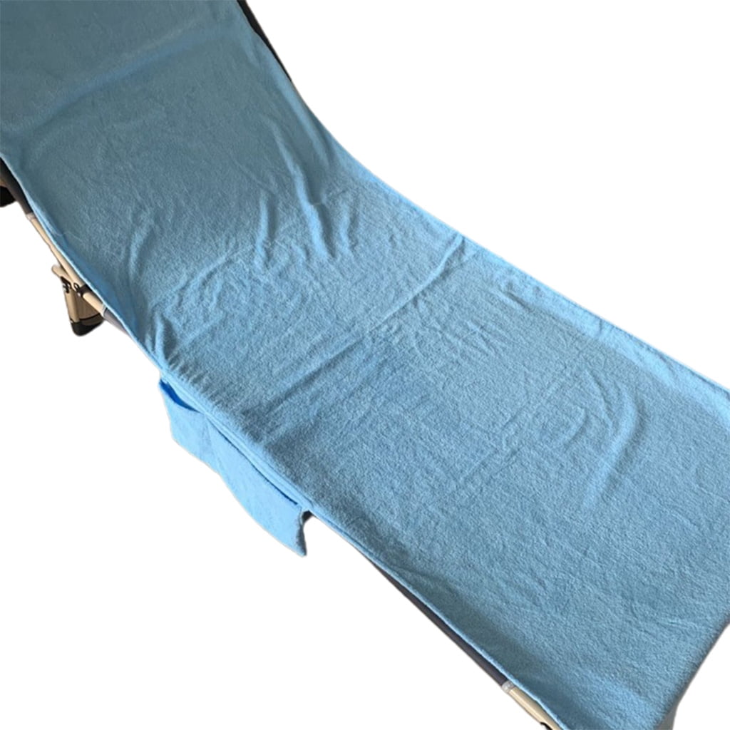 Terry Cloth Chaise Lounge Chair Cover Beach Bath Towel with Side Pocket