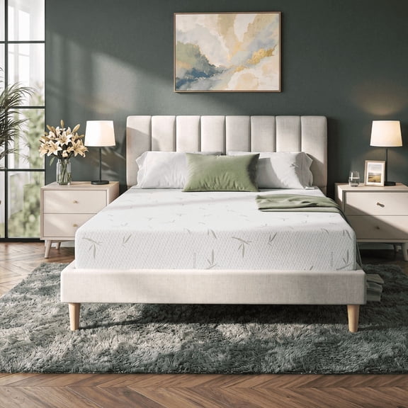 IULULU 8 Inch Twin Size Mattress Medium Plush,Green Tea Memory Foam