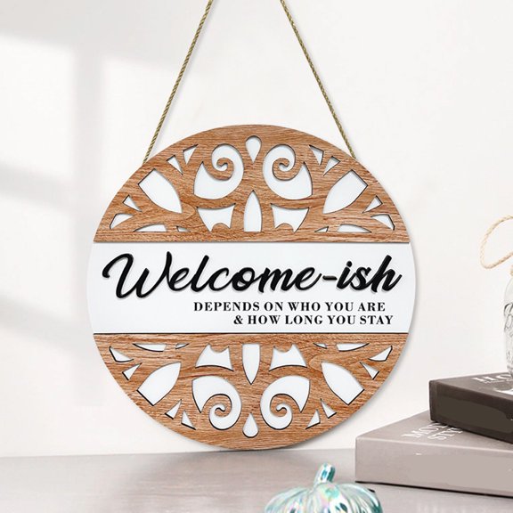 Farmhouse Decorations, Welcome Hanging Sign for Front Door Decor, 12'' Welcome-ish Sign Wooden Front Door Hangers Decor Front Porch Decorations Outdoor Hanging Sign Farmhouse Entryway