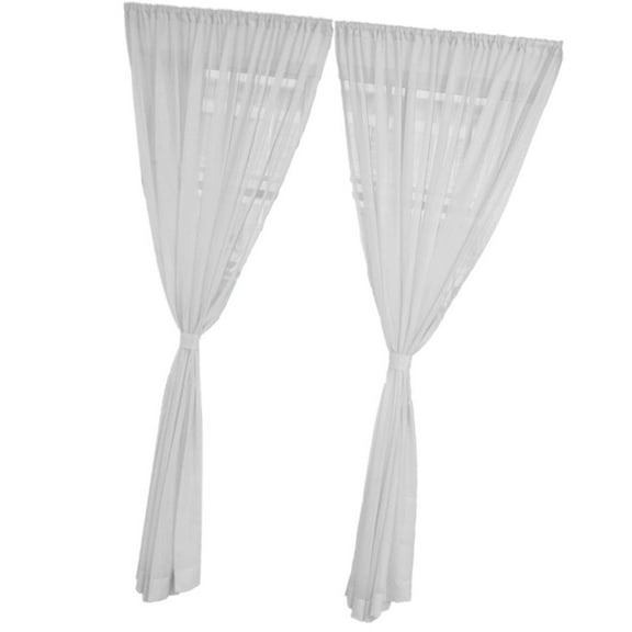 2 Panel Rod Pocket Window Voile Curtain Valance for Living Room Sliding White - 200x270cm