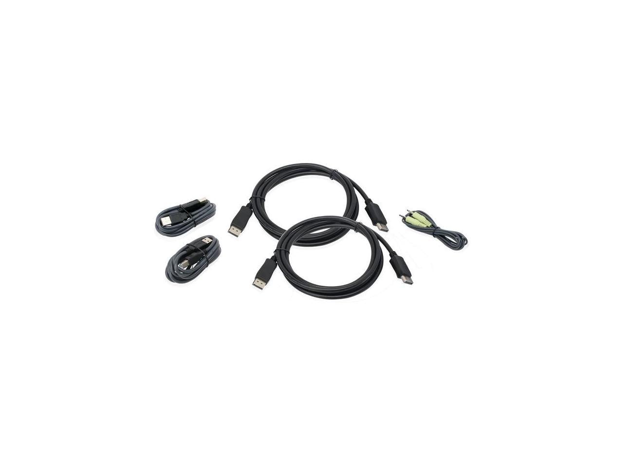 IOGEAR 6 Ft. Dual View DisplayPort, USB KVM Cable Kit with Audio (TAA) - 6 ft DisplayPort/Mini-phone/USB KVM Cable for KVM Switch, Desktop Computer, Notebook, Monitor, Keyboard, Mouse, Speaker - Fi...