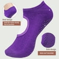 thumbnail image 3 of 4 Pairs Yoga Socks Pilates Socks Barre Ballet Socks Toeless Non-slip Grip Socks Elastic Workout Socks for Women, 3 of 5