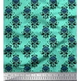 thumbnail image 1 of Soimoi Green Silk Fabric Leaves & Floral Ethnic Print Fabric by the Yard 42 Inch Wide, 1 of 3
