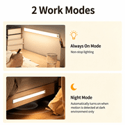 Under Cabinet Lighting 16 inches, 108 LED Battery Operated Closet Light Indoor, 3 Color & Stepless Dimming Motion Sensor Lights, Magnetic Under Counter Lights for Kitchen, Pantry, Stairs - 2 pack