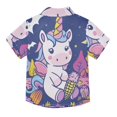 thumbnail image 2 of Dailycode Small Short Sleeve Button Down Shirts Cartoon Unicorn Moon Corn Casual Shirt 3-10 Years, 2 of 9