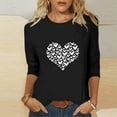 thumbnail image 3 of ABATAB Plus Size Womens 3/4 Sleeve V Neck T Shirts Valentina's Day Spring Shirts Love Heart Printed Gift Casual Tees Clothes, 3 of 6