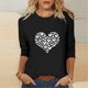 thumbnail image 4 of RKSTN Valentine's Day 3/4 Sleeve Tops for Women Oversized Crewneck Valentines Graphic Print Short Sleeve T Shirt Womens Casual Solid Round Neck Loose Comfy Three Quarter Sleeve Shirt Spring Clothes, 4 of 7