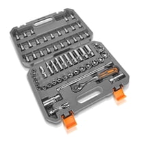 DNA Motoring 58-Piece 3/8 Inch Drive Socket Wrench Tool Kit Set