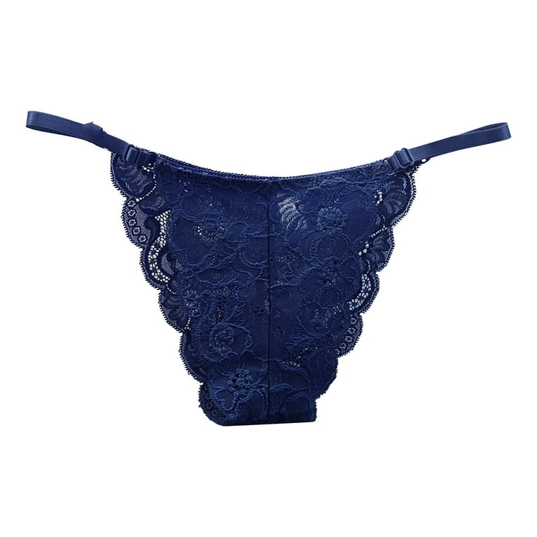 CLZOUD Underwear Women Cheeky Blue Lace Womens Lace Panties Seamless  Adjustable Low Waist Ultra Thin See Through Mesh Thong Panties 