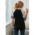 thumbnail image 1 of ABPHQTO Top negro con manga de lunares Chic de leopardo para mujer, 1 of 5