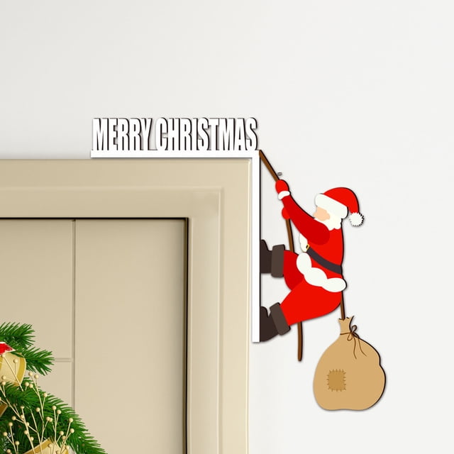 Fiudx Pegatina Estereoscópica de Papá Noel, Decoración de Madera Pintada a Mano, Adorno Festivo para Marco de Puerta, Decoración Navideña, Idea de Regalo de Navidad, 30 G, Duradera y Reutilizable.