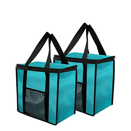 Earthwise Insulated Reusable Grocery Bag Extra Large Collapsible Heavy Duty Nylon with Mesh Pocket for Hot or Cold Food, Picnic, Grocery, Food Delivery 16