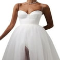 thumbnail image 4 of Femmes Tulle Robe de Cocktail Robe Spaghetti Bretelles Cou Côté Fente Robe, 4 of 6