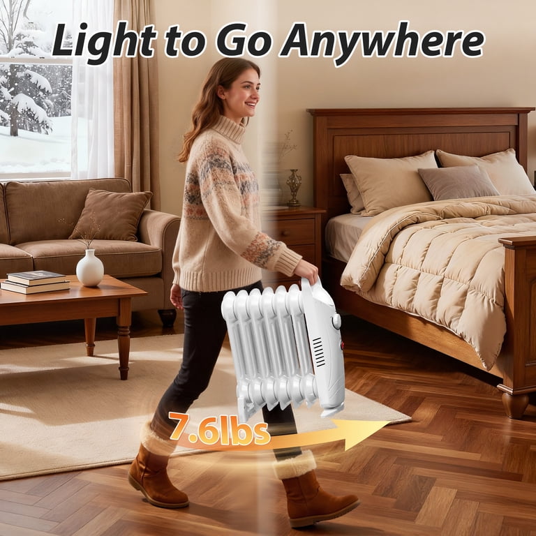 PRO CHOICE Oil Filled Radiator Heater, 700W Electric Portable