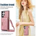 thumbnail image 4 of for Samsung Galaxy S22 Ultra (Not S22) Crossbody Wallet Case for Women, Bling Glitter PU Leather Phone Case with RFID Blocking Card Holder Cover for Samsung Galaxy S22 Ultra SZ Rose Gold, 4 of 18