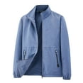 thumbnail image 2 of gbyLJF Men's Full Zip Jacket Solid Color Long Sleeve Casual Coat Lightweight Stand Collar Sports Jackets With Pocket, 2 of 6