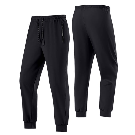 SAWOBUUN Men's Ice Silk Joggers Lightweight Athletic Pants Elastic Waist Drawstring Summer Workout Trousers with Zipper Pockets