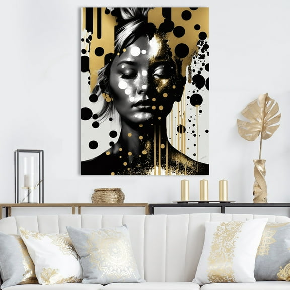 DESIGN ART Designart "Gold Transcending Female Portrait Ii" Modern Woman Wall Art Prints 30 in. wide x 40 in. high