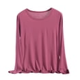 thumbnail image 1 of Plebaso Hauts de Pyjama pour Femmes Grande Taille Manches Longues Col Rond Tee de Pyjama Ample Confortable Vêtements de Nuit T-Shirts, 1 of 6