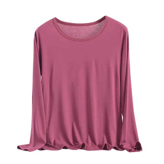 CHGBMOK Women Long Sleeve Shirts Crew Neck Loose Thermal Tunic Tops Casual Solid Base Layer Tees