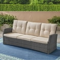 thumbnail image 2 of Nikki Outdoor Wicker 3 Seater Sofa with Tufted Cushions, Beige and Gray, 2 of 8