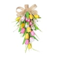 thumbnail image 2 of Guirnalda decorativa de tulipanes en forma de lágrima con un lazo para decorar puertas y Amarillo Blanco Rosa, 2 of 9