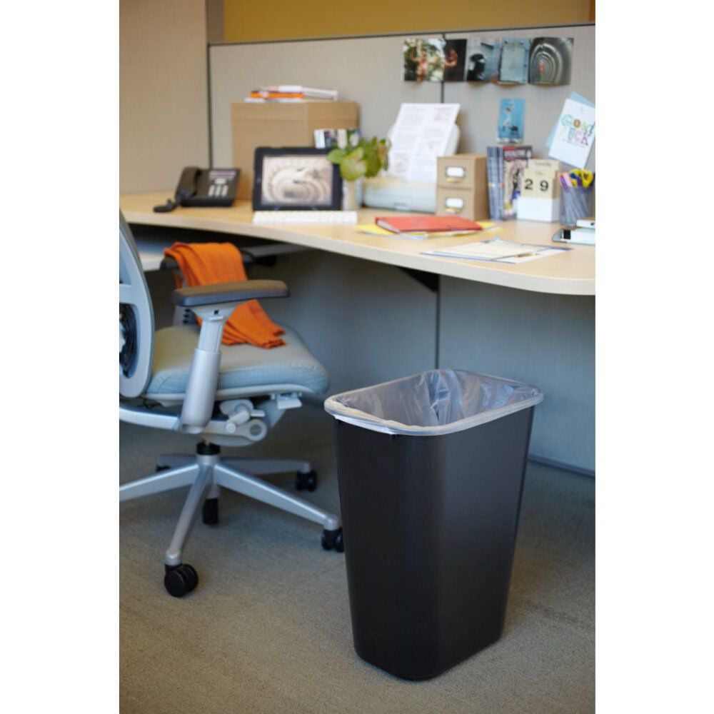 Rubbermaid 10.25 Gallon Plastic Office Trash Can, Black