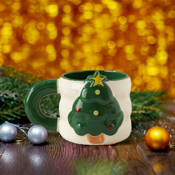 FloHua Christmas Decorations Indoor Christmas Mugs 340ml Large Capacity Ceramic Mugs Santa Claus Mugs Christmas Tree Christmas Mugs For Coffee Hot Chocolate Merry Christmas Great Gift