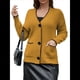 thumbnail image 2 of Suéter de Larga con Bloques de Color para Mujer, Abrigo Informal de Otoño con Botones y Bolsillo Amarillo XL, 2 of 8