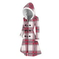 thumbnail image 6 of Hvyesh Women's Casual Horn Button Down Long Coat Christmas Plaid Shacket Jacket Slim Fit Mid Length Pea Coats with Faux Fur Lapel, 6 of 8