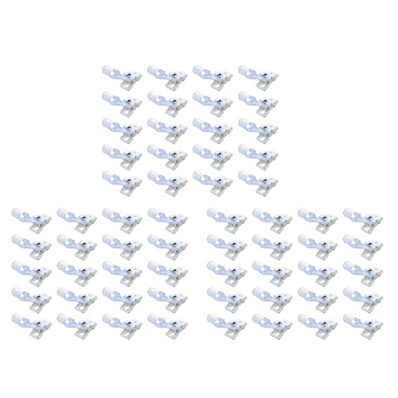 60 Pcs Plastic ID Card Name Tag Holder Badge Strap Clip White Clear