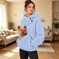 thumbnail image 2 of YMNXA Women Pet Pouch Hoodie Yorkshire Terrier Print Long Sleeve Pullover Button Collar Sweatshirt with Front Pocket for Small Pets Winter Holidays,M, 2 of 9