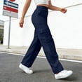 thumbnail image 6 of MAIHAN Womens Wide Leg Pants Cargo Pants for Women High Waisted Baggy Wide Leg Stretchy Y2K Streetwear Black Cargo Pants Women with Pockets(Dark Blue,L), 6 of 6