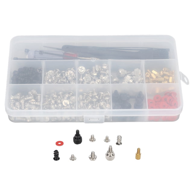 Juego de 362 tornillos para computadora, bridas, destornilladores, arandelas, cepillos de limpieza, kit de mantenimiento
