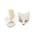 thumbnail image 5 of BLISSFUL STEP Women's Shoes Satin Kitten Heel Mules Bow Rhinestone Strap Open Toe Sandals White 8.5, 5 of 6