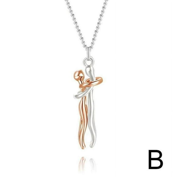 Hug Necklace,Couples Necklace for Him and Her,The Tale of Two Lovers Necklace Jewelry Pendant Necklace,Affectionate Hug Necklace Couple for Women Men,Hug Couple Necklace Gifts for Christmas