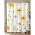 thumbnail image 4 of Yellow Daisy Flowers Leaf Shower Curtain, Simple Style Watercolor Nature Waterproof Shower Curtain Set with 12 Hooks Lightweight Washable Fabric Shower Curtains for Bathroom 72x84 Inches, 4 of 6