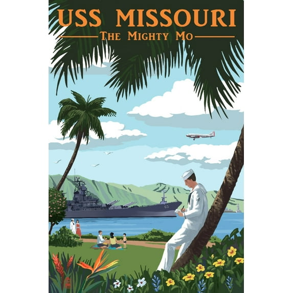 USS Missouri, Pearl Harbor Prewar (12x18 Wall Art Poster, Room Decor)
