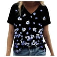 thumbnail image 3 of Blouse T-Shirt à Col en V Imprimée à Manches Courtes pour Femme, Hauts d'Été, Hauts d'Été Grande Taille Coupe Ample pour Femmes en Solde, 3 of 5