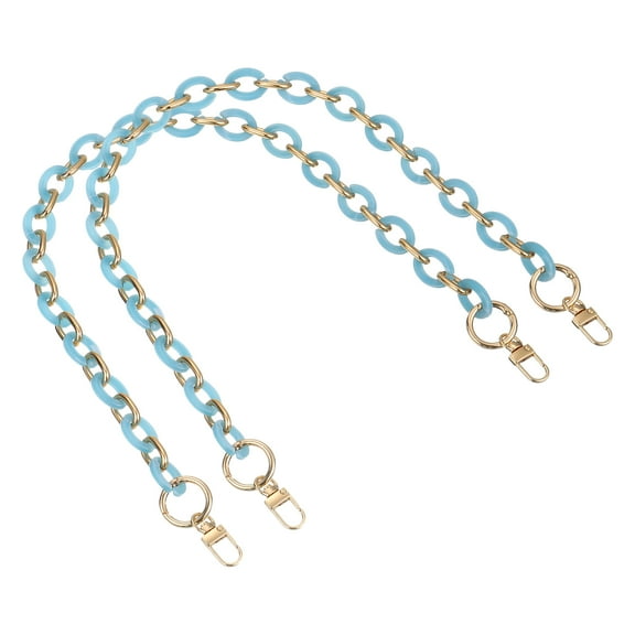 2Pack 24 Inch Acrylic Purse Chain Handle Purse with Buckles (Sky Blue   Gold)