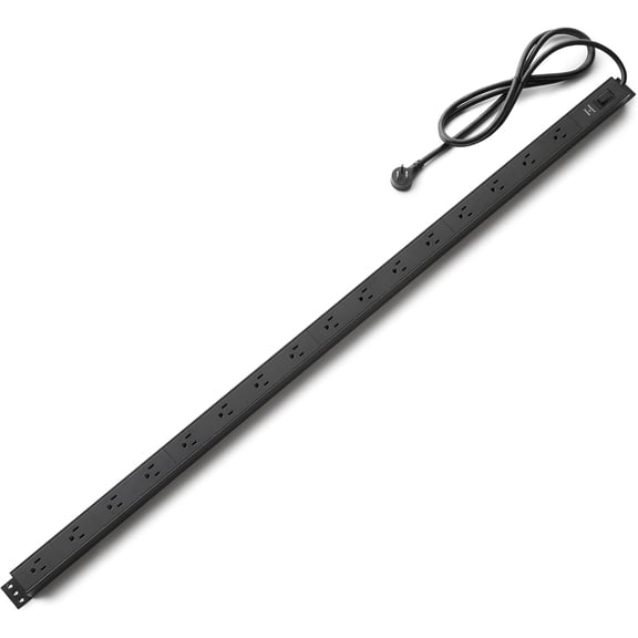 Sur Protector Power Strip, 16-Outlet, Heavy Duty, Metal, 600 Joules, 6ft Extension Cord, Wide Spaced, Mountable, Black