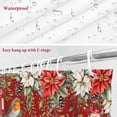 thumbnail image 6 of Red Christmas Bathroom Shower Curtain Xmas Poinsettia Balls Botanical Birds Waterproof Washable Shower Curtains for Bathtub Bath Decor with Grommets and Hook 54 X 78 Inch, 6 of 8