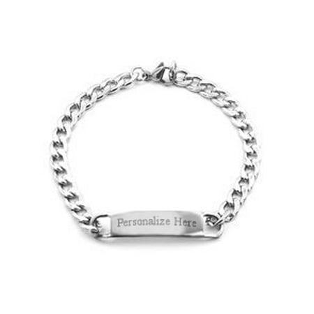 - Ladies and Mens Stainless Steel ID Bracelet With Free Custom Engraving 7.5 Inches