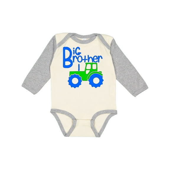 Inktastic Big Brother Tractor Boys Long Sleeve Baby Bodysuit
