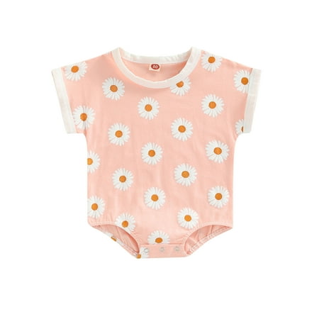 

Bagilaanoe 0-24 Months Baby Girl Floral Romper Daisy Printed Sleeveless One Piece Summer Bodysuit Jumpsuit