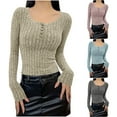 thumbnail image 1 of QATAINLAV Chandails pour Femmes Légers à Manches Longues Col Rond Henley Chemises Boutonnées Basiques Ajustées pour Sortir, Gris, m, 1 of 5