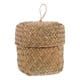 thumbnail image 1 of Canasta de almacenamiento de canasta de flores de hierba marina tejida a mano con tapa pequeña caja de pastos marinos, 1 of 8