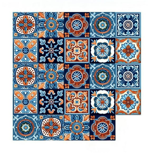 Hearth & Gear Tile Stickers Decals For Bathroom Kitchen Wall Peel And Stick Removable Art Mural Primitive Stickers Flower Stickers for Water Bottles Stickers Pack for Adults Nostalgic Stickers Small